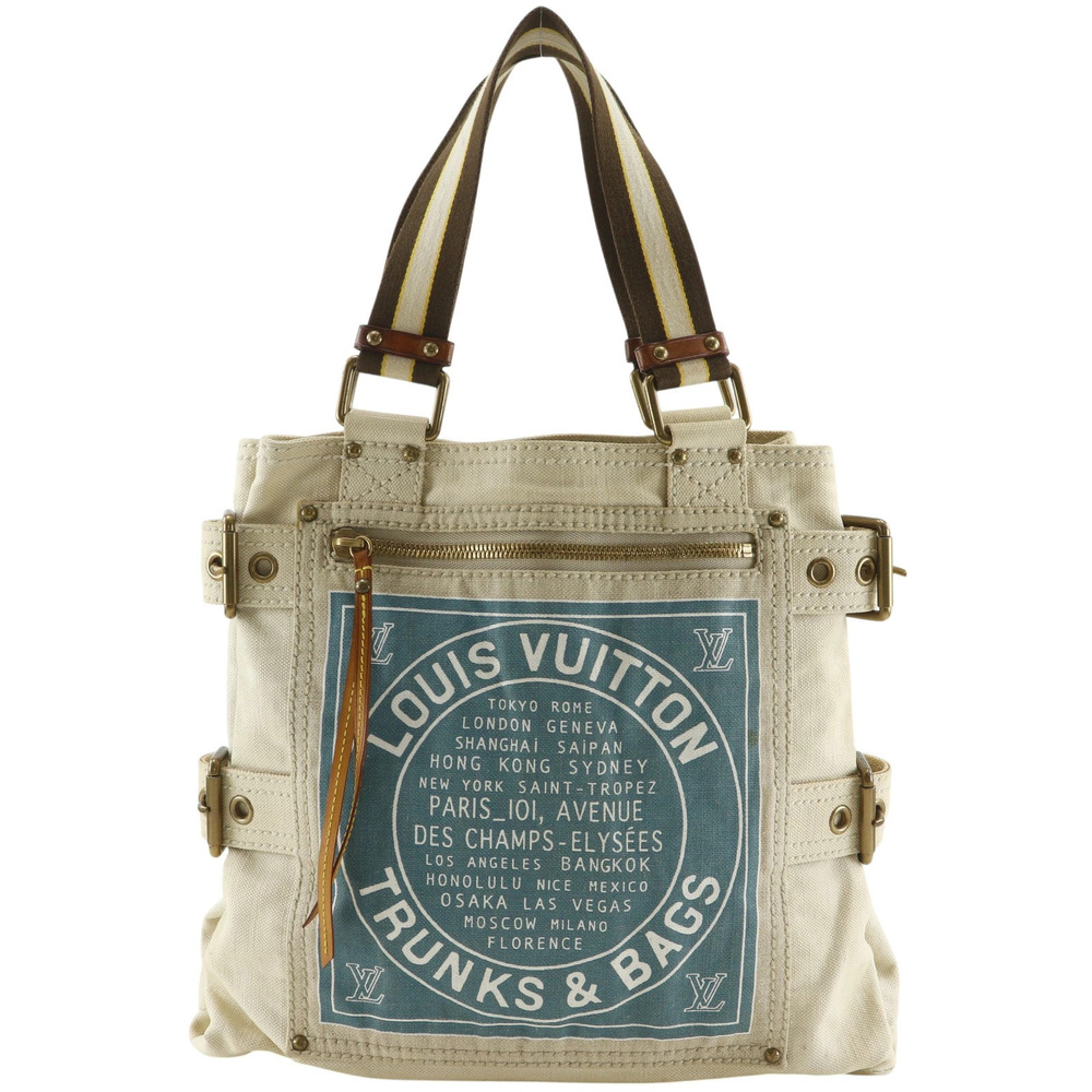 Louis Vuitton Glove Shopper 2Way Shoulder Tote Bag Cruise Canvas Yellow Blue
